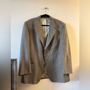 OSCAR DE LA RENTA Menswear Silk-Wool Checkered Blazer (46R)